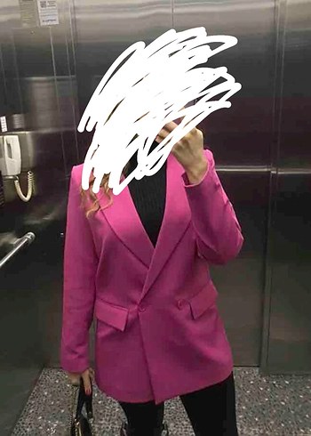 Pembe Düğmeli Kadın Blazer Ceket - Görsel 2