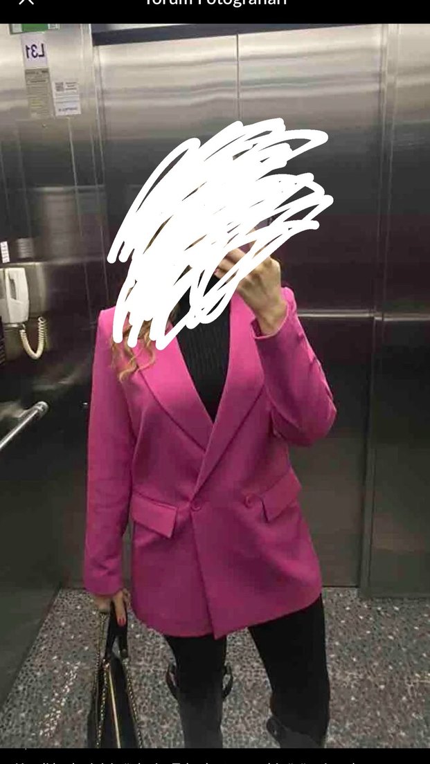 Pembe Düğmeli Kadın Blazer Ceket - Görsel 2