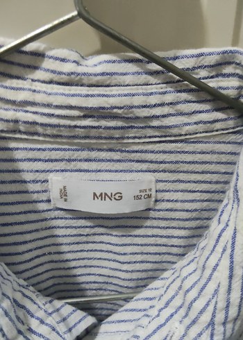 Uzun Kollu Gri Çizgili Kiz Cocuk Keten Gömlek - Görsel 2