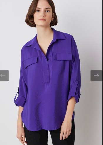 İpekyol mor gömlek bluz - Görsel 2