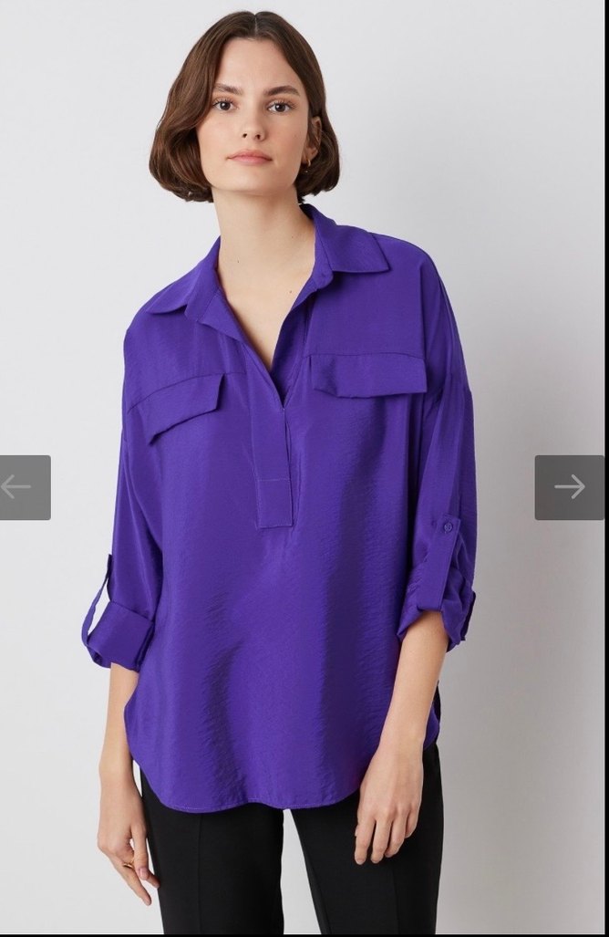İpekyol mor gömlek bluz - Görsel 2