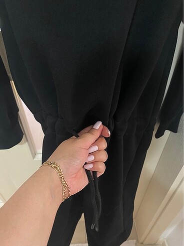 l Beden Siyah sweat elbise