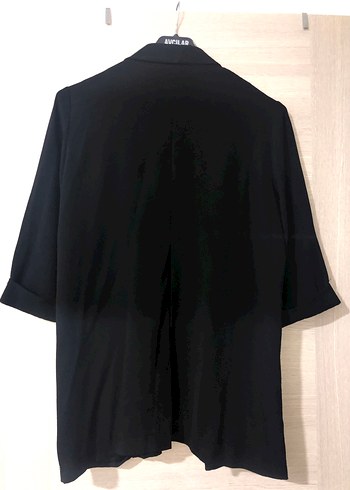 Diğer Siyah Dökümlü Kısa Kollu Kadın Blazer