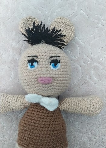 Kahverengi ve Gri Örgü Peluş Oyuncak - Görsel 2