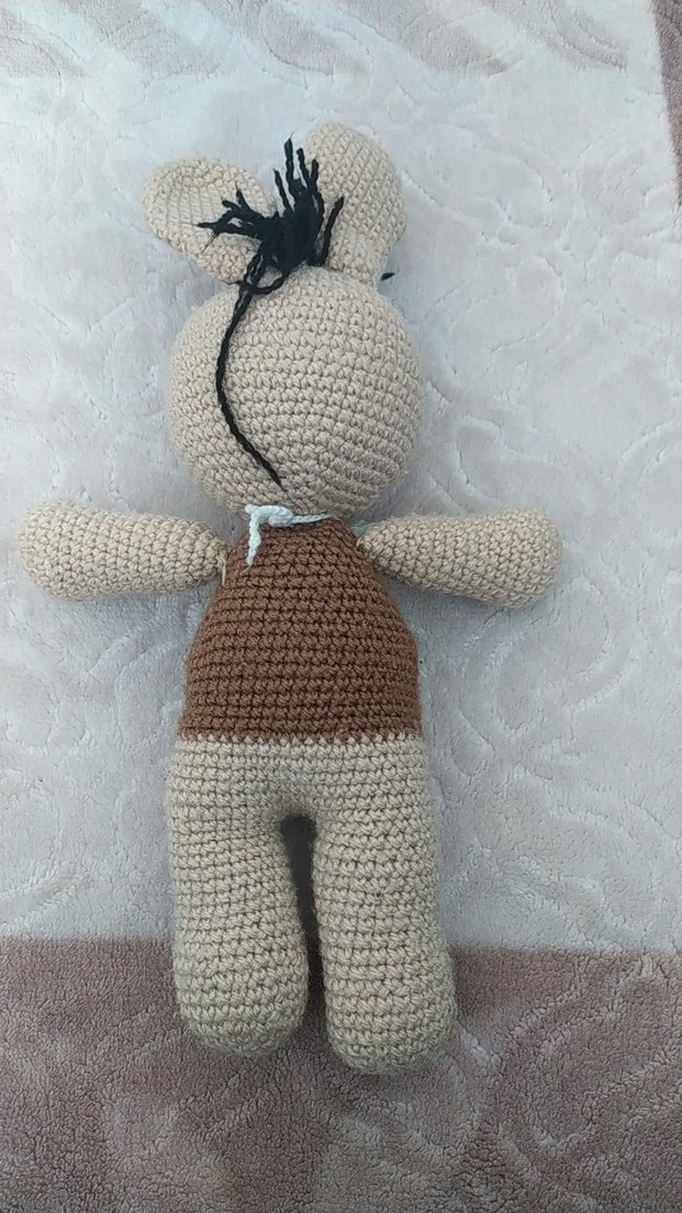 Kahverengi ve Gri Örgü Peluş Oyuncak - Görsel 4