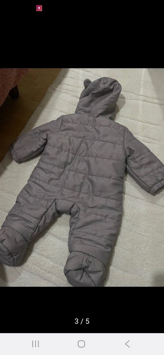 Gri Erkek Bebek Kapüşonlu Tulum - Görsel 3