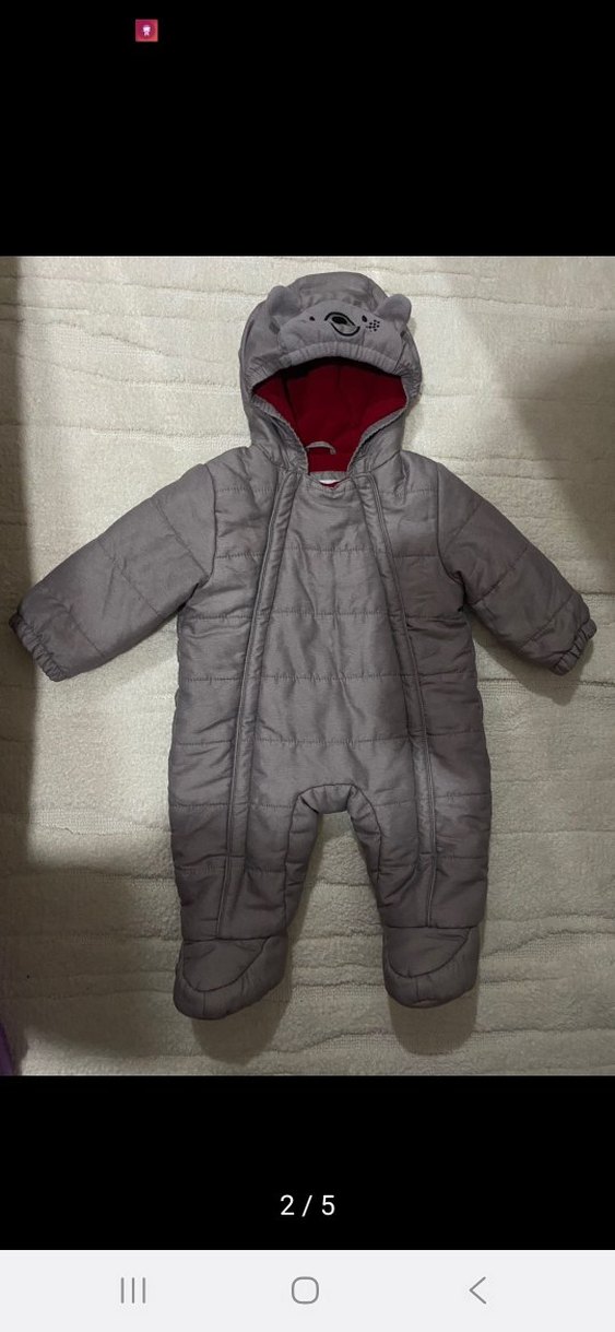 Gri Erkek Bebek Kapüşonlu Tulum - Görsel 2