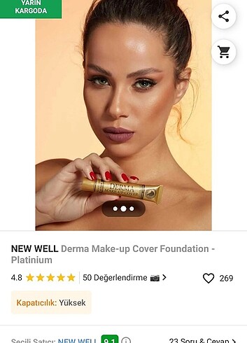 New Well Kullanılmadı . Yenidir. Platinum derma makeup fondöten 