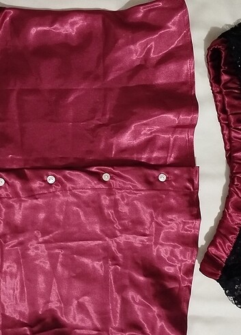 xl Beden bordo Renk Dantel detaylı şortlu takım