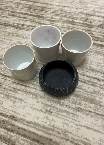 Beyaz ve Gri Seramik Vazo Seti - Görsel 5