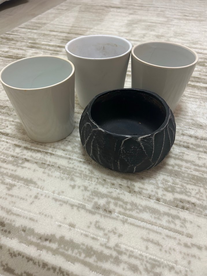 Beyaz ve Gri Seramik Vazo Seti - Görsel 4