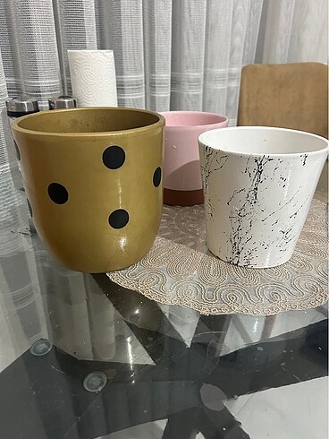 3 adet saksı