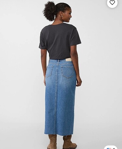 36 Beden STRADİVARİUS Uzun Denim Ön Yırtmaçlı Comfort Etek
