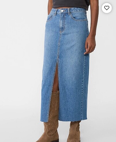Stradivarius STRADİVARİUS Uzun Denim Ön Yırtmaçlı Comfort Etek