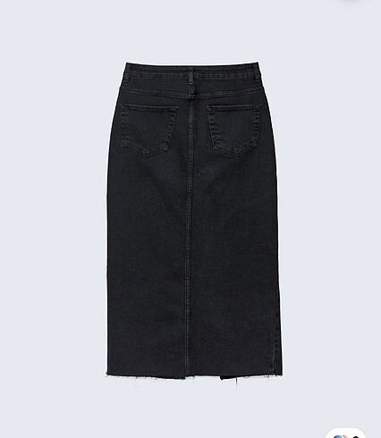 36 Beden siyah Renk STRADİVARİUS Uzun Denim Ön Yırtmaçlı Comfort Etek
