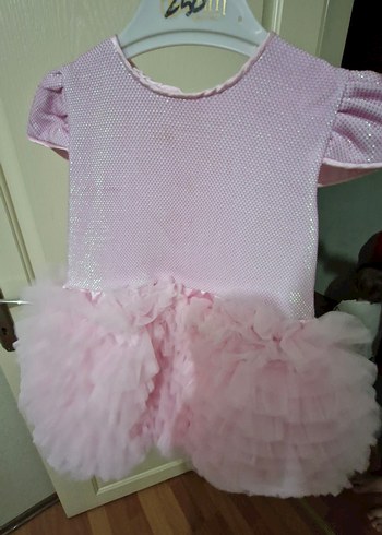 Pembe Kız Çocuk Fırfırlı Elbise - Görsel 2