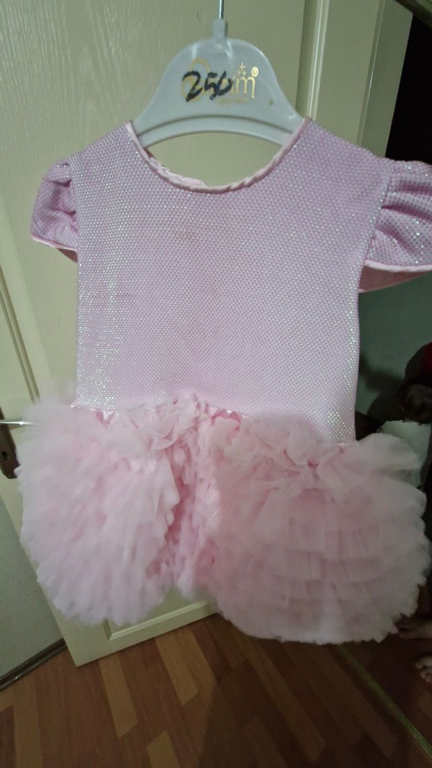 Pembe Kız Çocuk Fırfırlı Elbise - Görsel 2