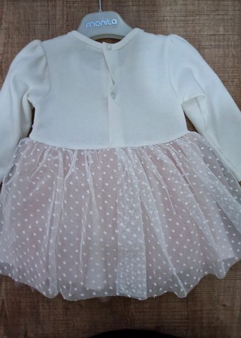 Uzun Kollu Pembe Kız Elbisesi Fiyonk Detaylı - Görsel 3