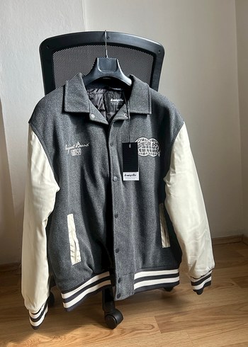 Gri Baskılı Erkek Street Wear Ceket - Görsel 2