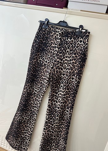 36 Beden Leopar İspanyol Paça Pantolon Koton Zeynep Bastık