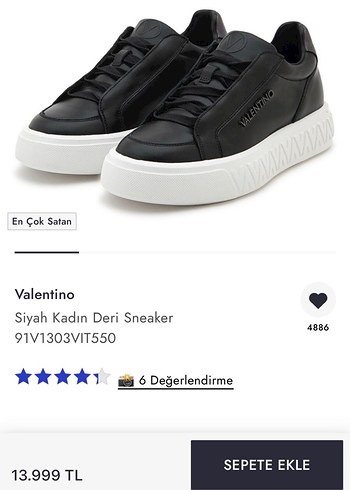Valentino Siyah Deri Sneaker