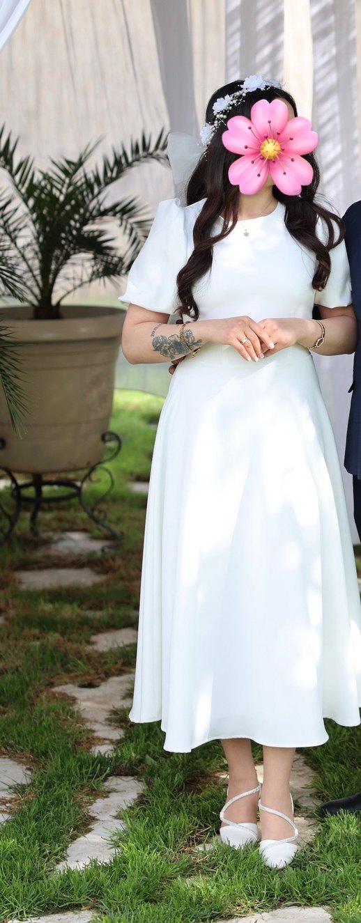 Bisiklet yaka beyaz nişan nikah elbisesi - Görsel 3