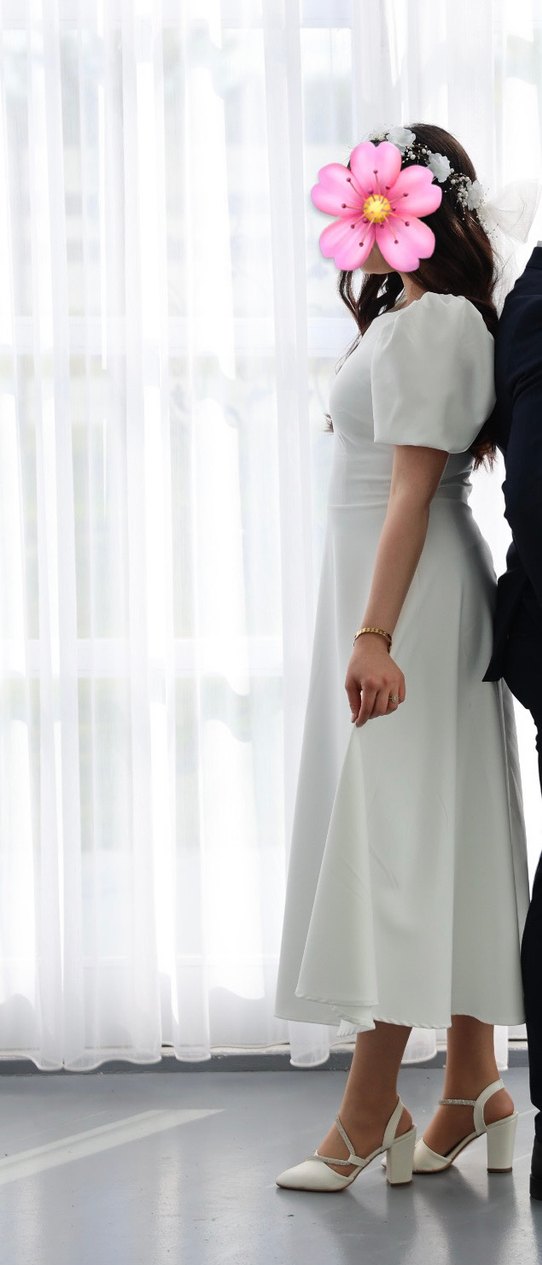 Bisiklet yaka beyaz nişan nikah elbisesi - Görsel 2