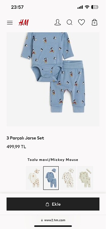 H&M Disney 3 parça takım