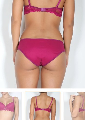 Miorre 90 Beden Mürdüm Rengi Dantel Detaylı Sütyen Takımı - Görsel 10