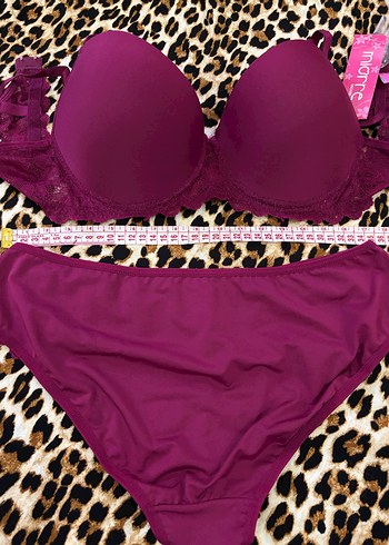 Miorre 90 Beden Mürdüm Rengi Dantel Detaylı Sütyen Takımı - Görsel 3