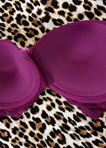 Miorre 90 Beden Mürdüm Rengi Dantel Detaylı Sütyen Takımı - Görsel 8