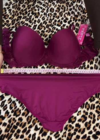 Miorre 90 Beden Mürdüm Rengi Dantel Detaylı Sütyen Takımı - Görsel 5