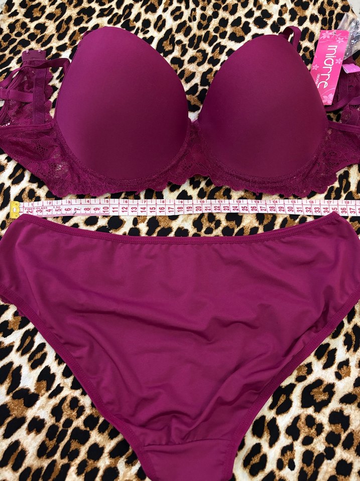 Miorre 90 Beden Mürdüm Rengi Dantel Detaylı Sütyen Takımı - Görsel 3