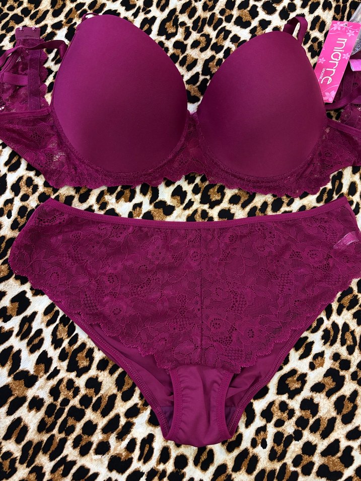 Miorre 90 Beden Mürdüm Rengi Dantel Detaylı Sütyen Takımı - Görsel 4