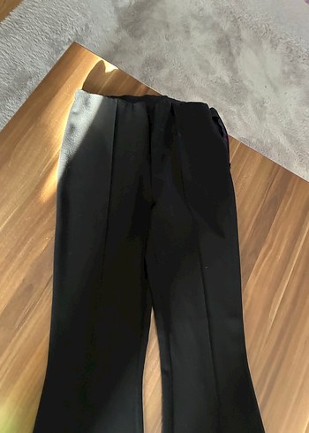 xs Beden Kadın Siyah Pilili Midi Geniş Paça Pantolon