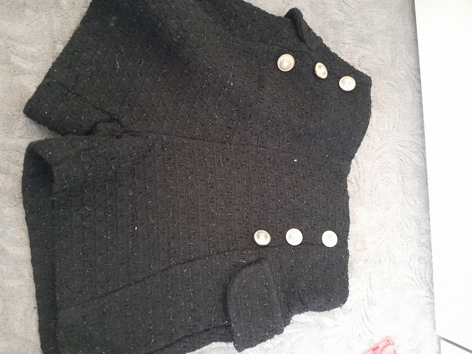 Düğmeli Siyah Yün Mini Şort - Görsel 2