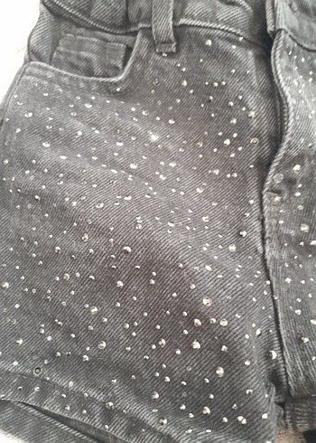 Kızlar için Payetli Gri Denim Şort - Görsel 2