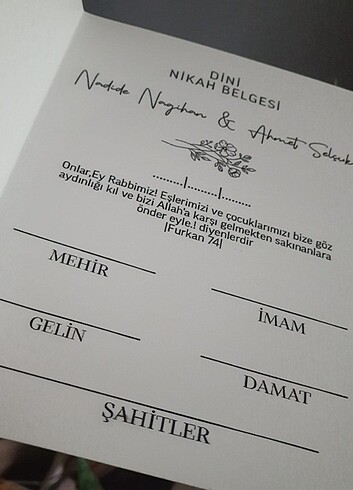 Dini Nikah Belgesi 