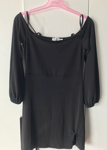 Siyah Uzun Kollu Midi Elbise - Görsel 2