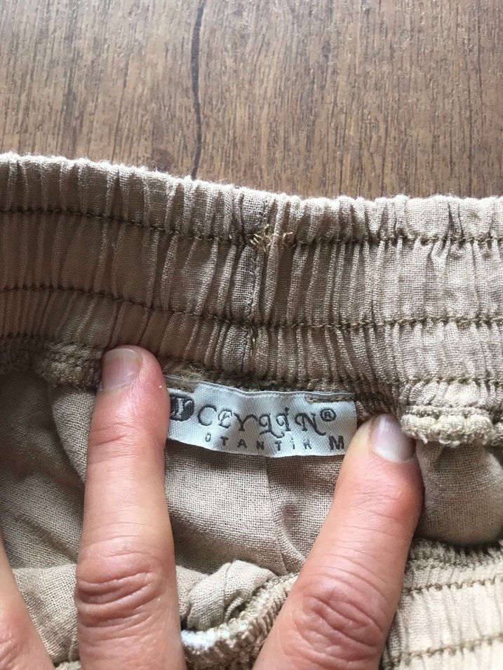 Nakışlı Bohem Geniş Kesim Keten Pantolon - Görsel 4