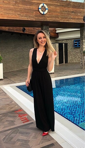 Uzun penye siyah tulum - Görsel 2