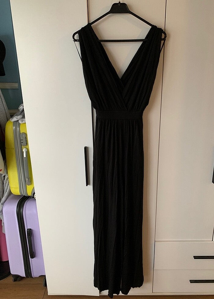 Uzun penye siyah tulum - Görsel 3