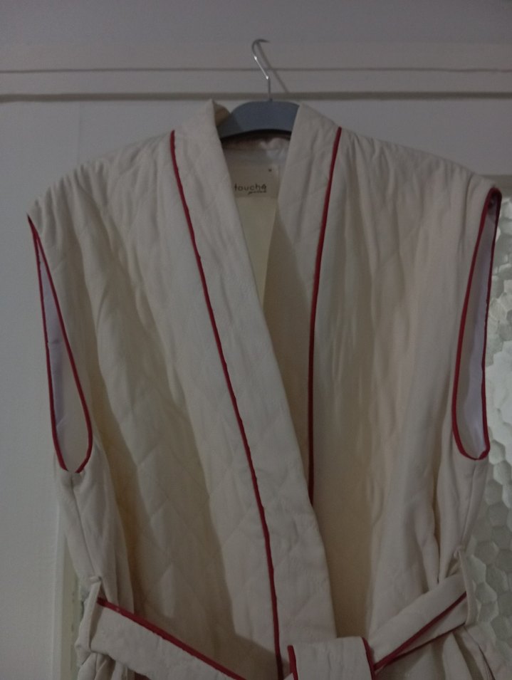 Kemerli Kolsuz Uzun Keten Yelek - Görsel 3