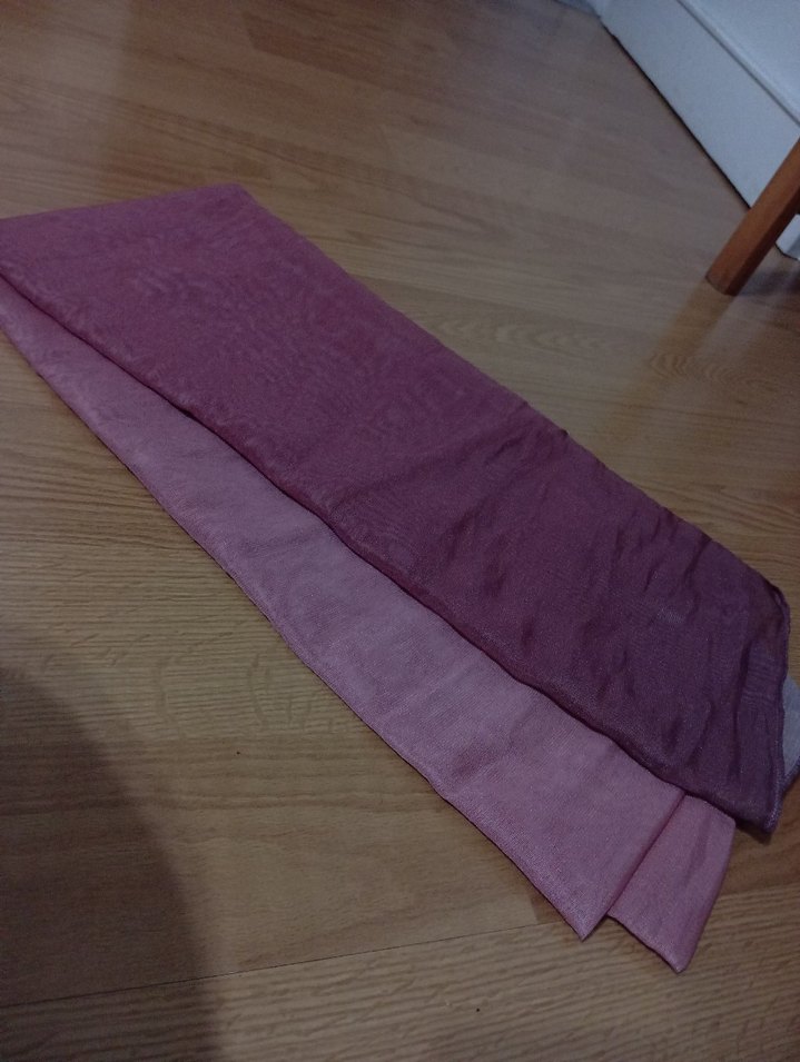 Kadın Mor İpek Görünümlü Şal çift renk - Görsel 2