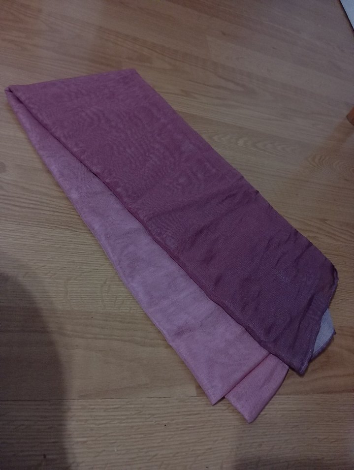 Kadın Mor İpek Görünümlü Şal çift renk - Görsel 3