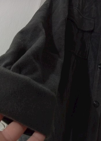 Düğmeli Gri Süet Midi Kadın gömlek - Görsel 5