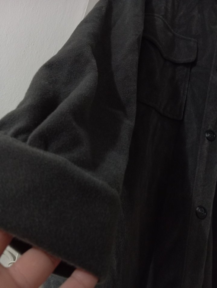 Düğmeli Gri Süet Midi Kadın gömlek - Görsel 5