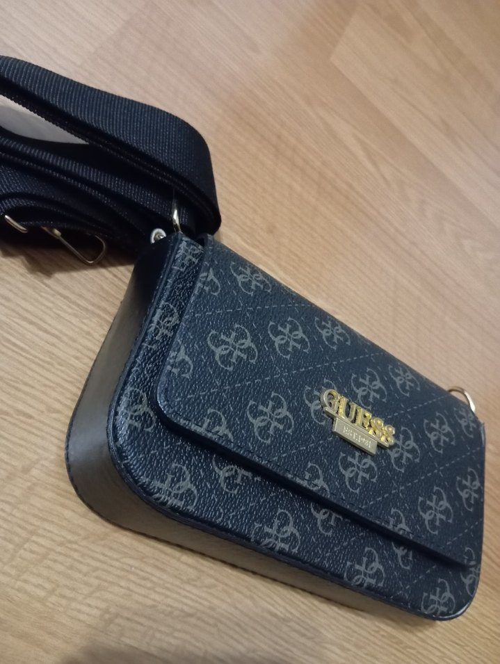 Kemer Detaylı siyah Desenli Kadın Çanta - Görsel 3