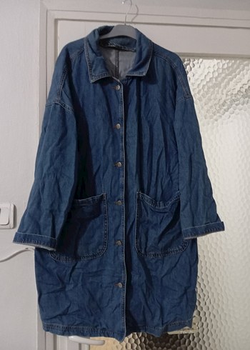 Düğmeli Mavi Denim Midi Ceket - Görsel 2