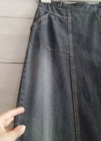 38 Beden gri Renk Gri Kot Uzun Etek Kemerli Bohem